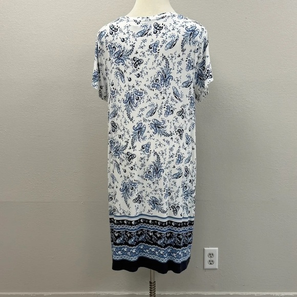 Lucky Brand Blue & White Paisley Floral Shirt Midi Dress - Size 3X - Picture 2 of 4